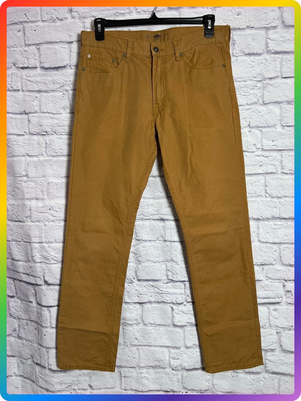 Old Navy Slim Brown Canvas Chino Pants Mens SIZE 33x32 Straight Cotton